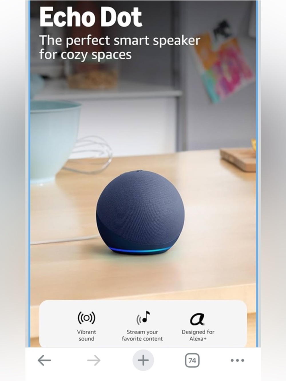 5th Generation Amazon Echo Dot Smart Speaker in Navy Blue